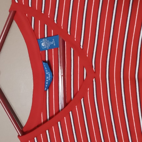 Karen Scott Red/White and Black Striped Blouse XL - Picture 3 of 4
